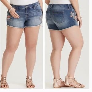 Embroidered Denim Women's Shorts